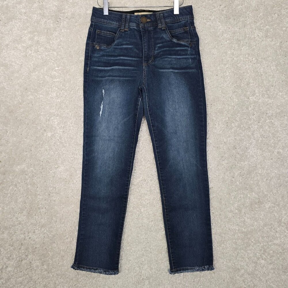Democracy Ab Solution Jeans Womens 2 Blue Frayed Hem Casual Minimalist